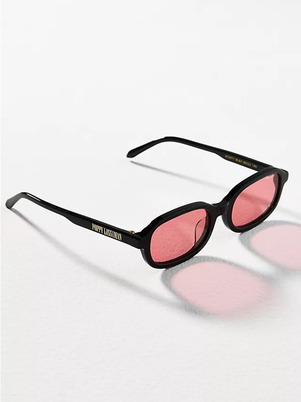 Poppy Lissiman Monty Black Frame Sunglasses with Pink Lenses
